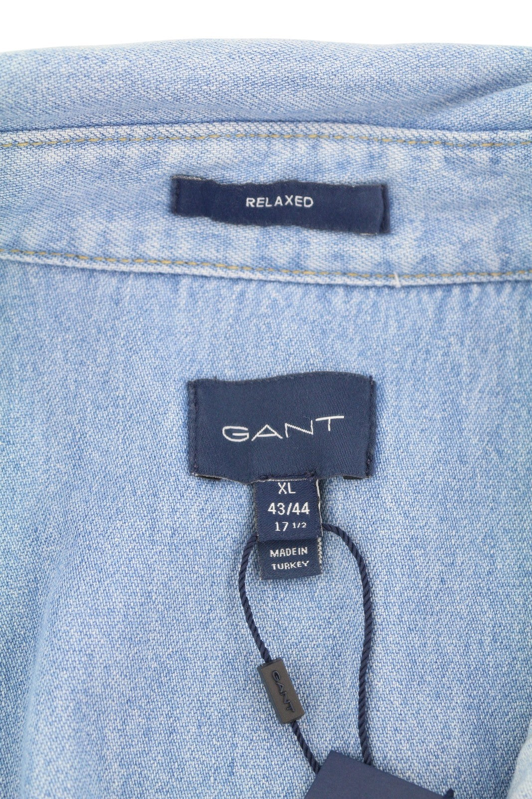 GANT Rel Denim Western Town Men Shirt XL Light Blue Snap Buttons Relaxed RRP199