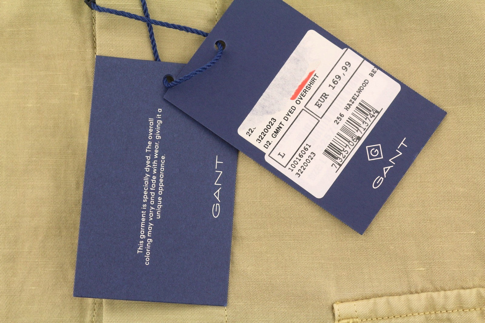 GANT GMNT Dyed Overshirt Men Jacket L Beige Linen Blend Button-Up Thin RRP170