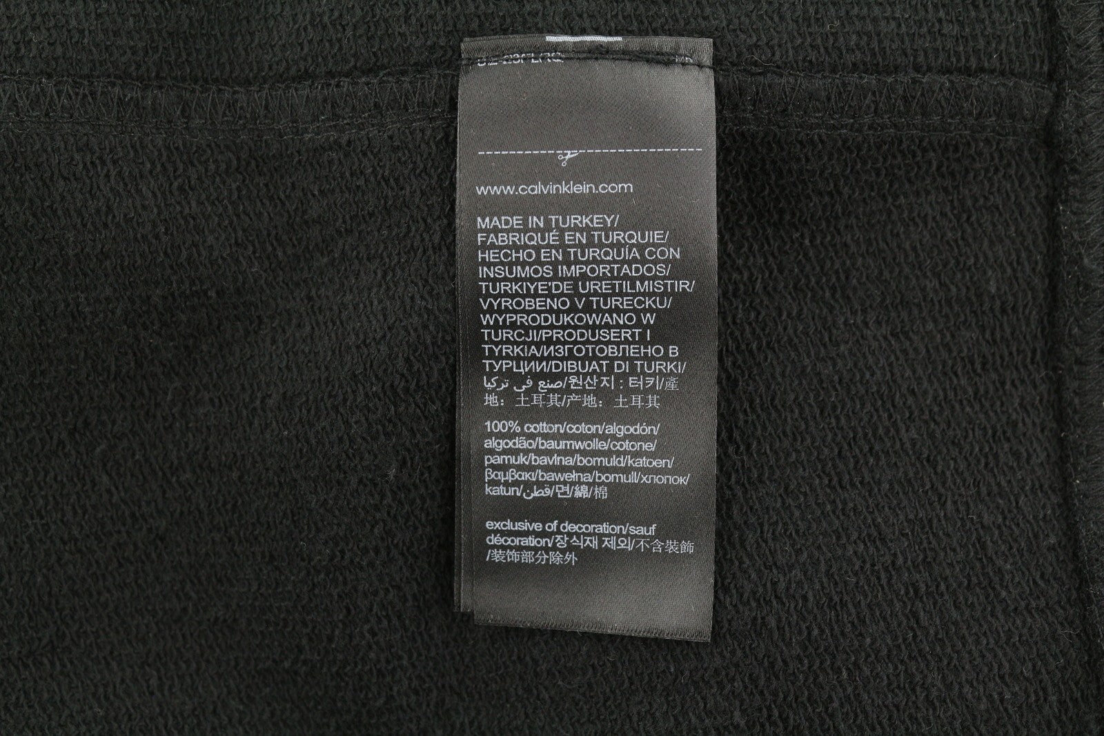 CALVIN KLEIN Men Hoodie XL Black Hooded Pockets Cotton Logo Oversized Pullover