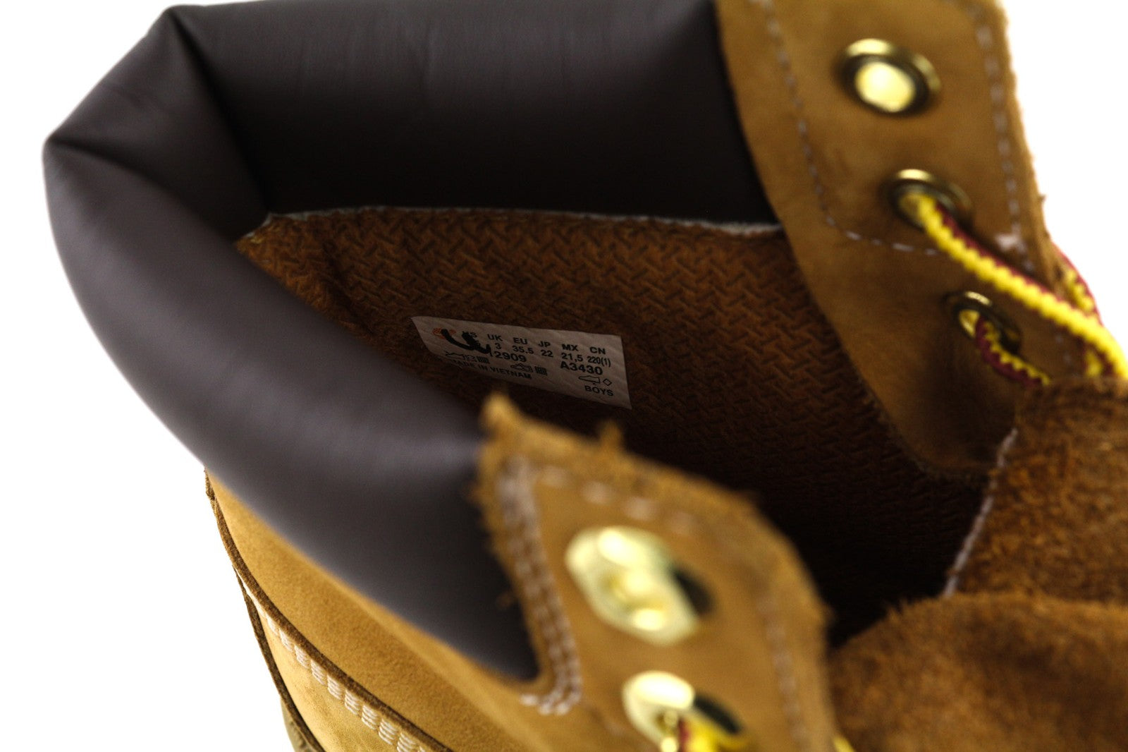 TIMBERLAND 12909-A3430 Boys Shoes EU35/35.5 Brown Leather Lace-Up Classic Boots