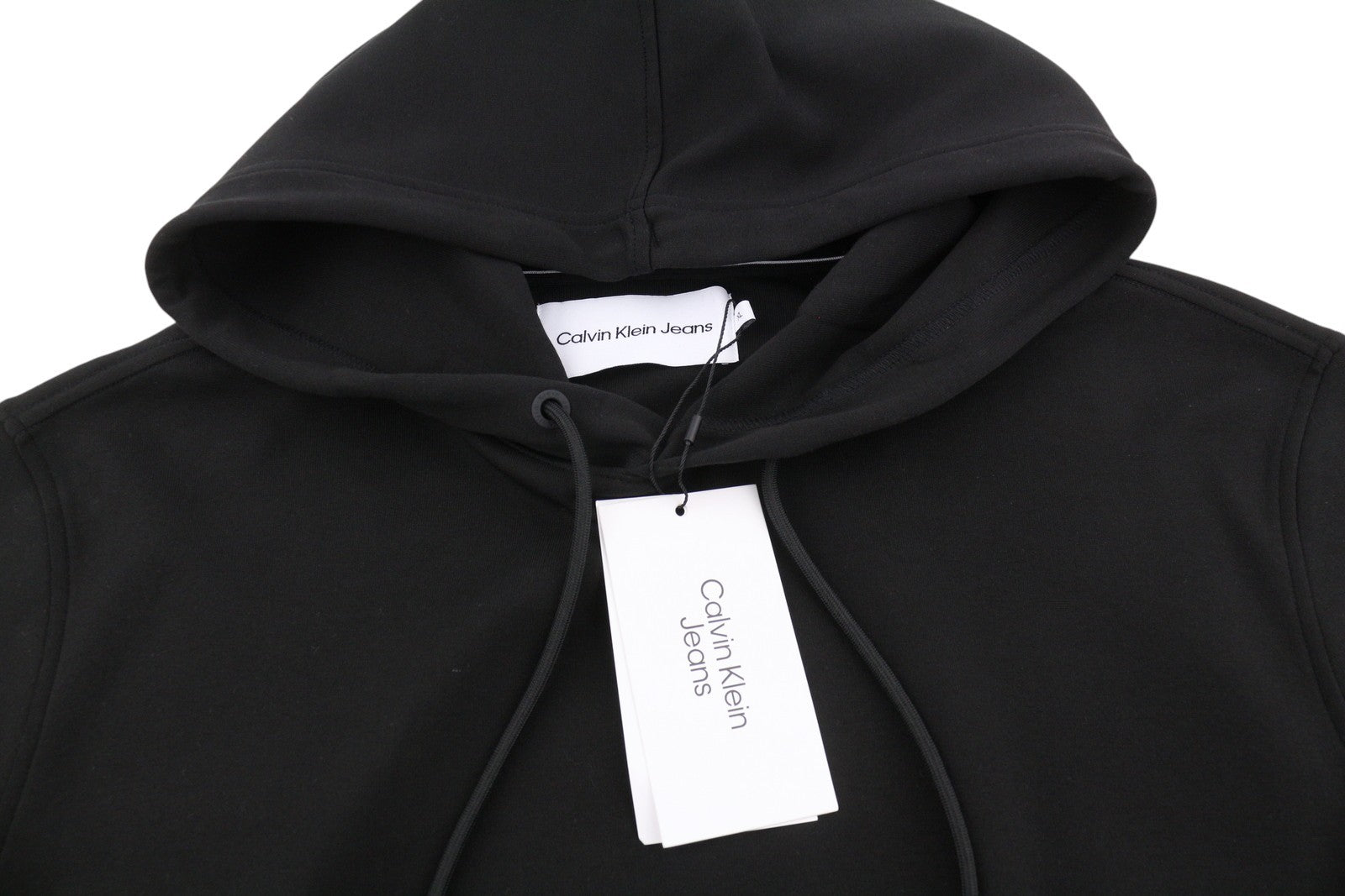 CALVIN KLEIN Men Hoodie XL Black Kangaroo Pocket Front Logo Hooded Pullover