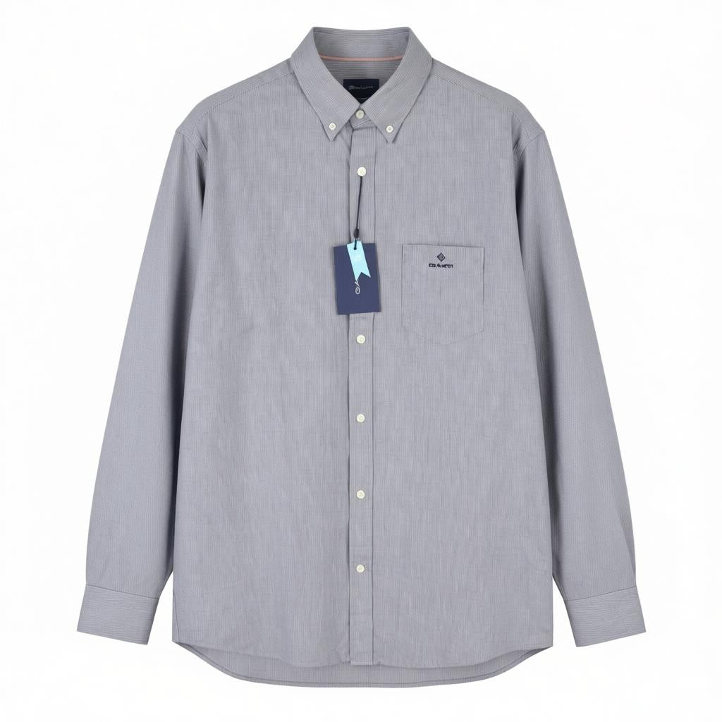 GANT Reg Texture Men Shirt L Persian Blue Button-Down Neck Patch Pocket Casual