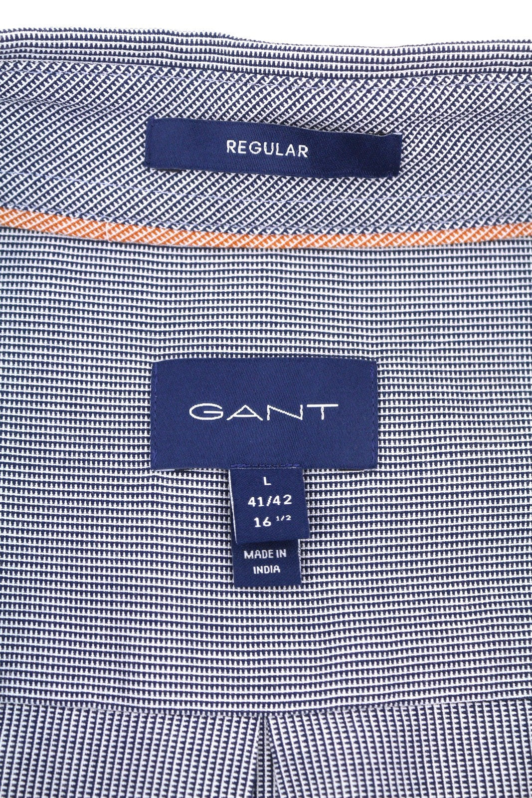 GANT Reg Texture Men Shirt L Persian Blue Button-Down Neck Patch Pocket Casual