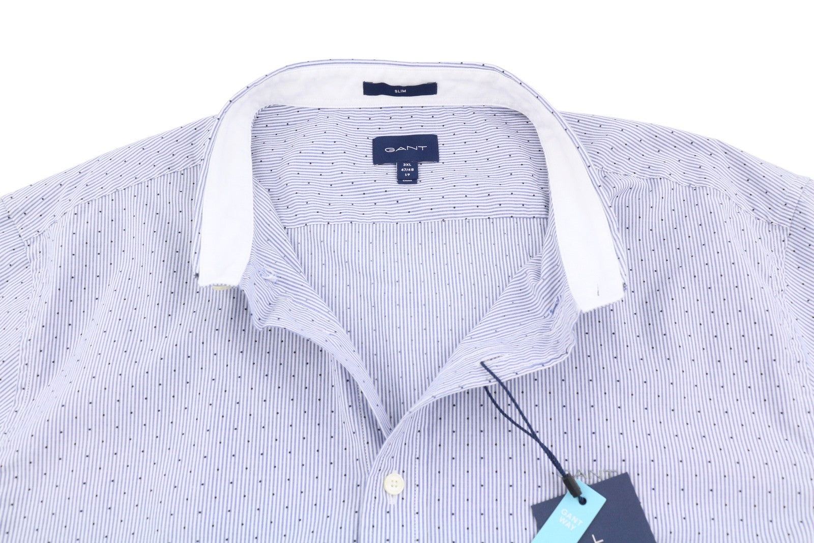 GANT Slim Banker Bot Men Shirt 3XL College Blue Button-Down Neck Logo Casual