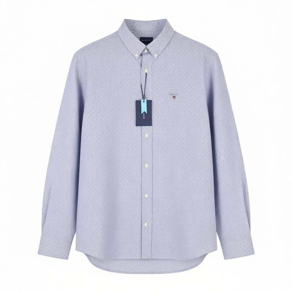 GANT Slim Banker Bot Men Shirt S College Blue Button-Down Neck Logo Casual