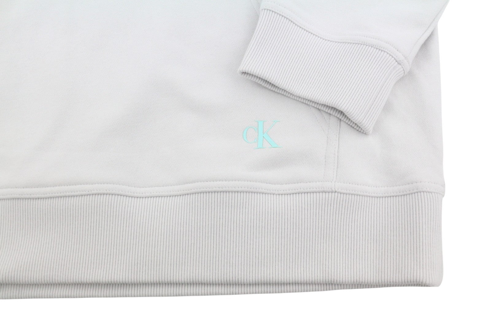 CALVIN KLEIN Men Hoodie XL Lunar Rock Grey Kangaroo Pocket Back Logo Pullover