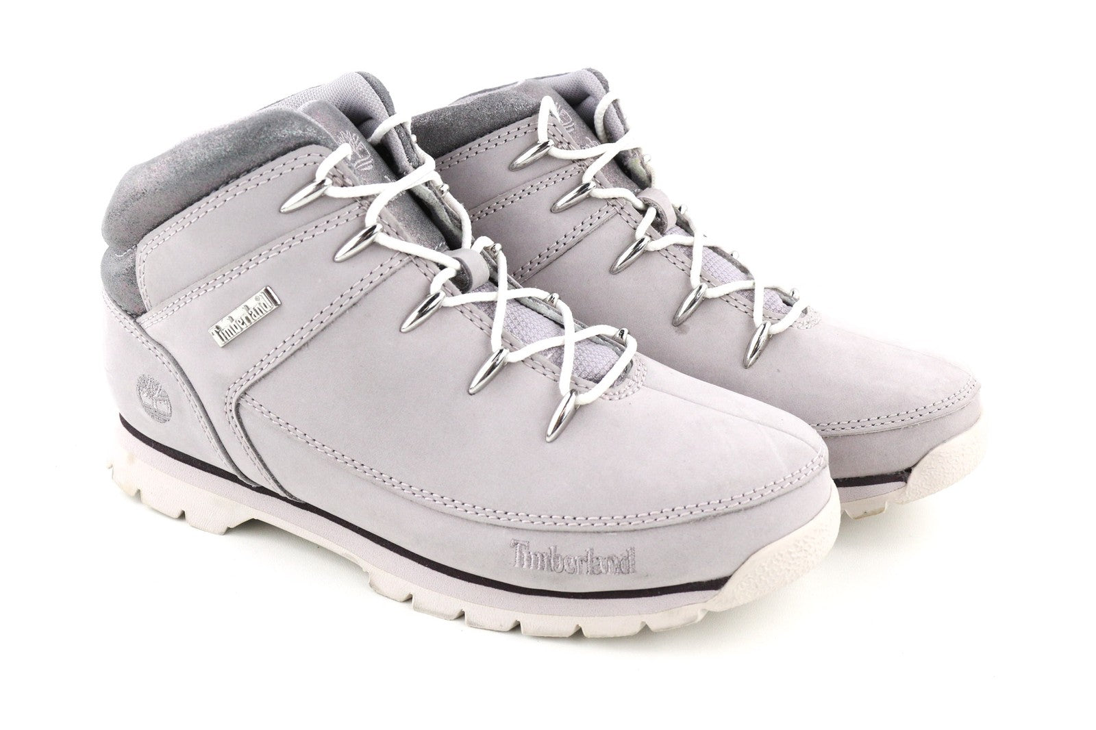 TIMBERLAND A22B6-A40122 Girls Shoes EU37/38 Grey Leather High-Top Lace-Up
