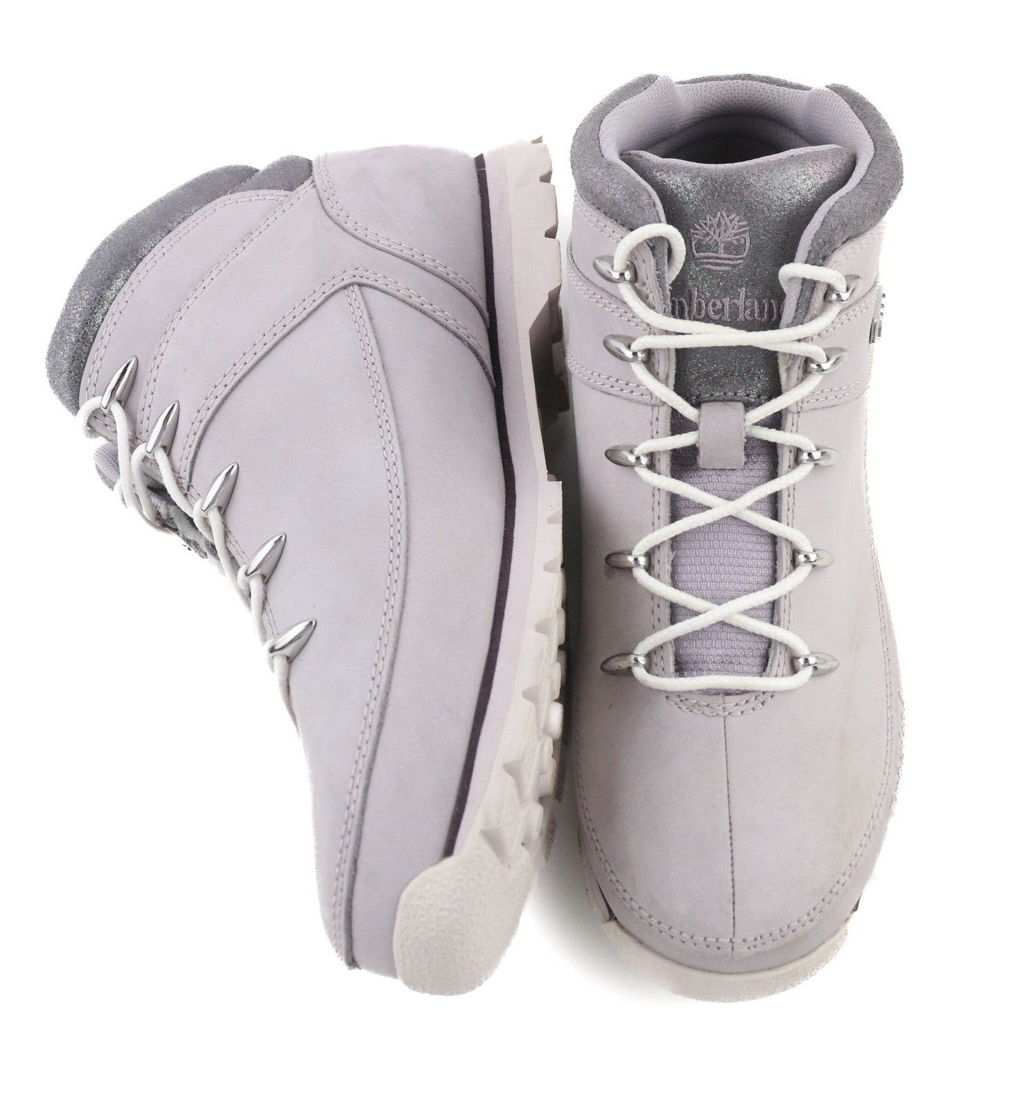 TIMBERLAND A22B6-A40122 Girls Shoes EU37/38 Grey Leather High-Top Lace-Up