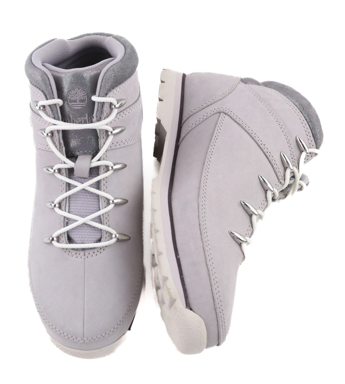 TIMBERLAND A22B6-A40122 Girls Shoes EU37/38 Grey Leather High-Top Lace-Up
