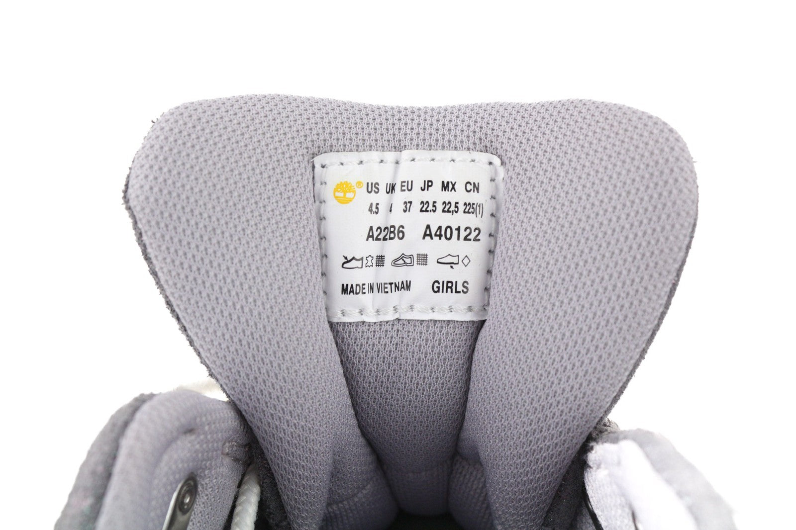 TIMBERLAND A22B6-A40122 Girls Shoes EU37/38 Grey Leather High-Top Lace-Up