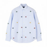 GANT Rel Emb Crest Oxford Men Shirt S Capri Blue Embroidered Striped Relaxed