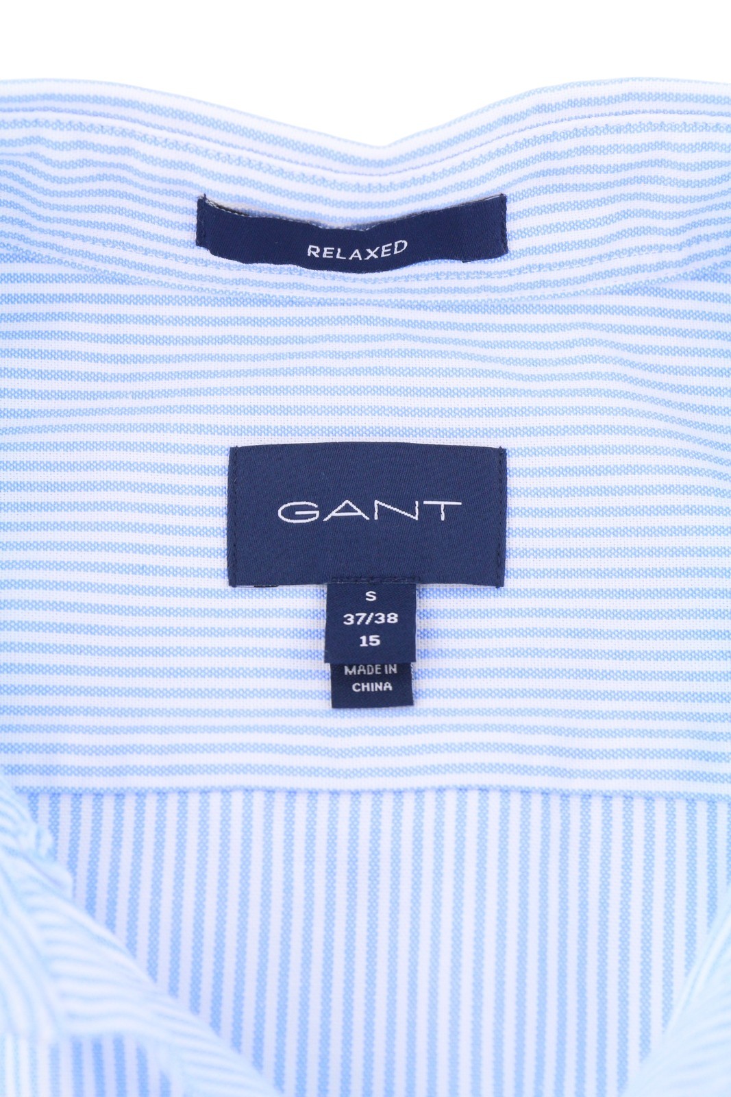 GANT Rel Emb Crest Oxford Men Shirt S Capri Blue Embroidered Striped Relaxed
