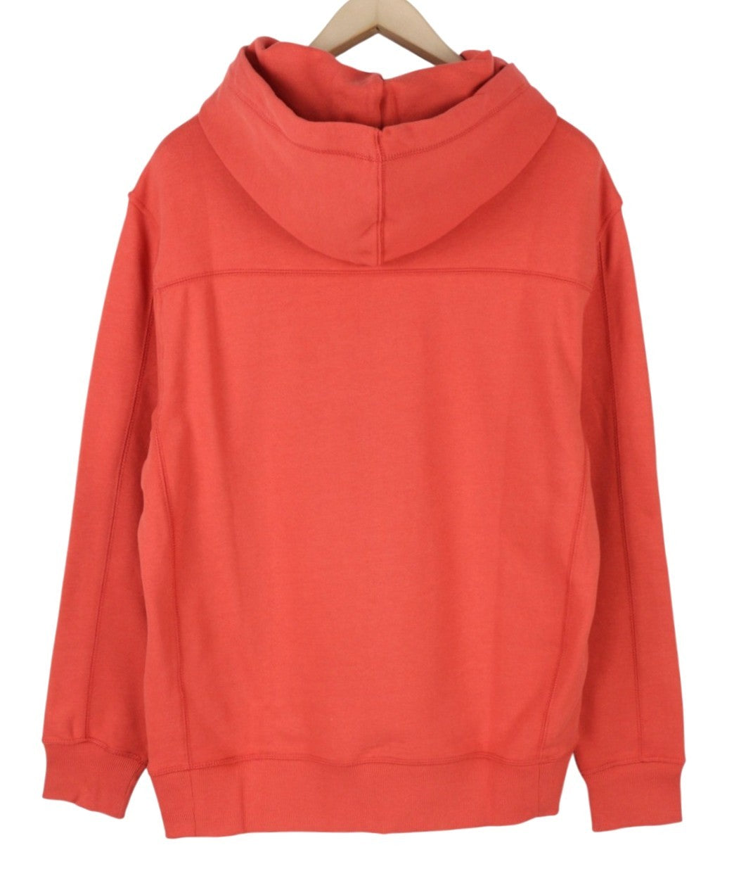 CALVIN KLEIN Men Hoodie L Rhubarb Red Kangaroo Pocket Front Logo Cotton Pullover