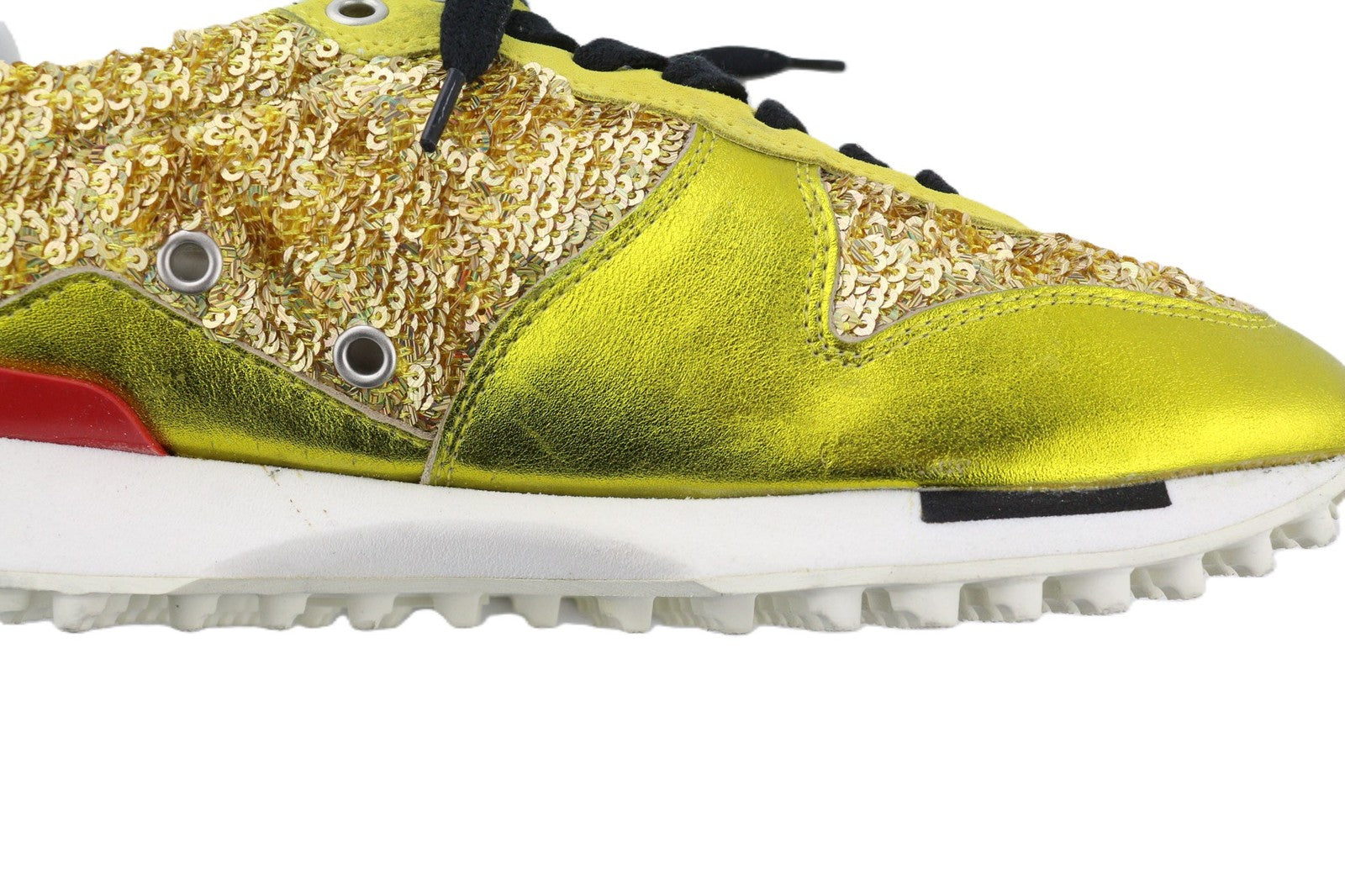 GOLDEN GOOSE Starland Women Trainers EU39 Gold Leather Sequin Low-Top Style