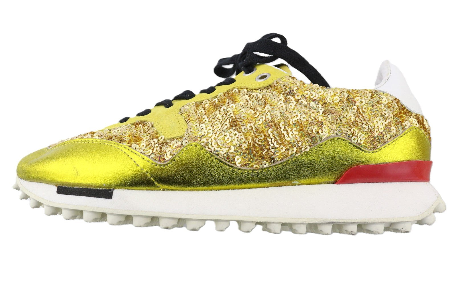 GOLDEN GOOSE Starland Women Trainers EU39 Gold Leather Sequin Low-Top Style