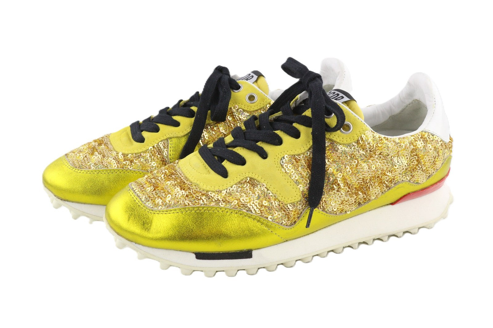 GOLDEN GOOSE Starland Women Trainers EU39 Gold Leather Sequin Low-Top Style