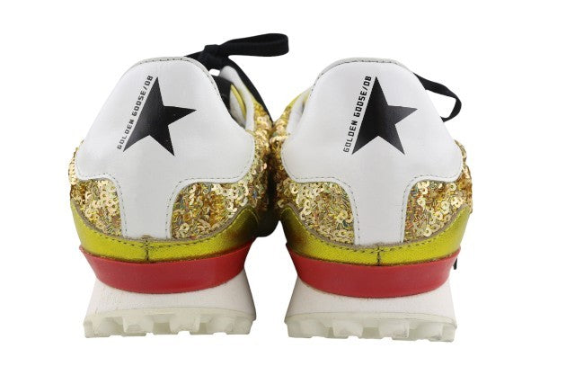 GOLDEN GOOSE Starland Women Trainers EU39 Gold Leather Sequin Low-Top Style