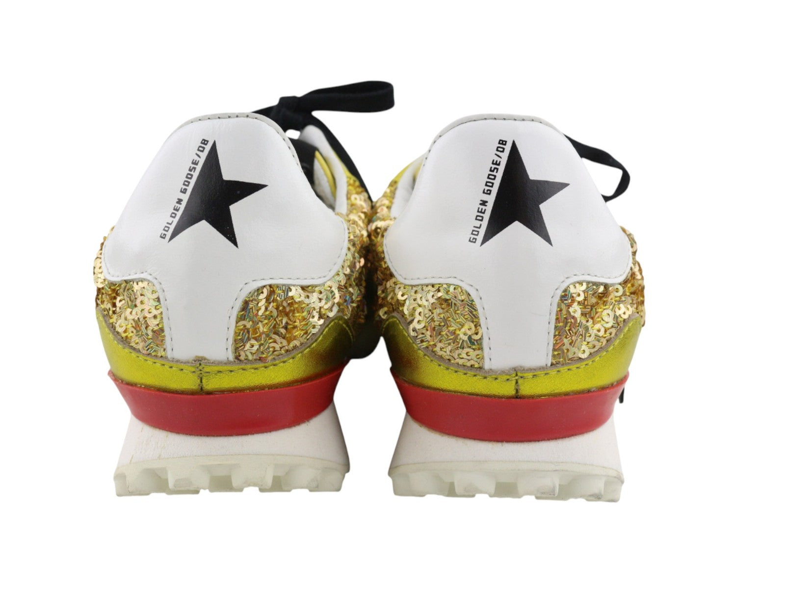 GOLDEN GOOSE Starland Women Trainers EU39 Gold Leather Sequin Low-Top Style