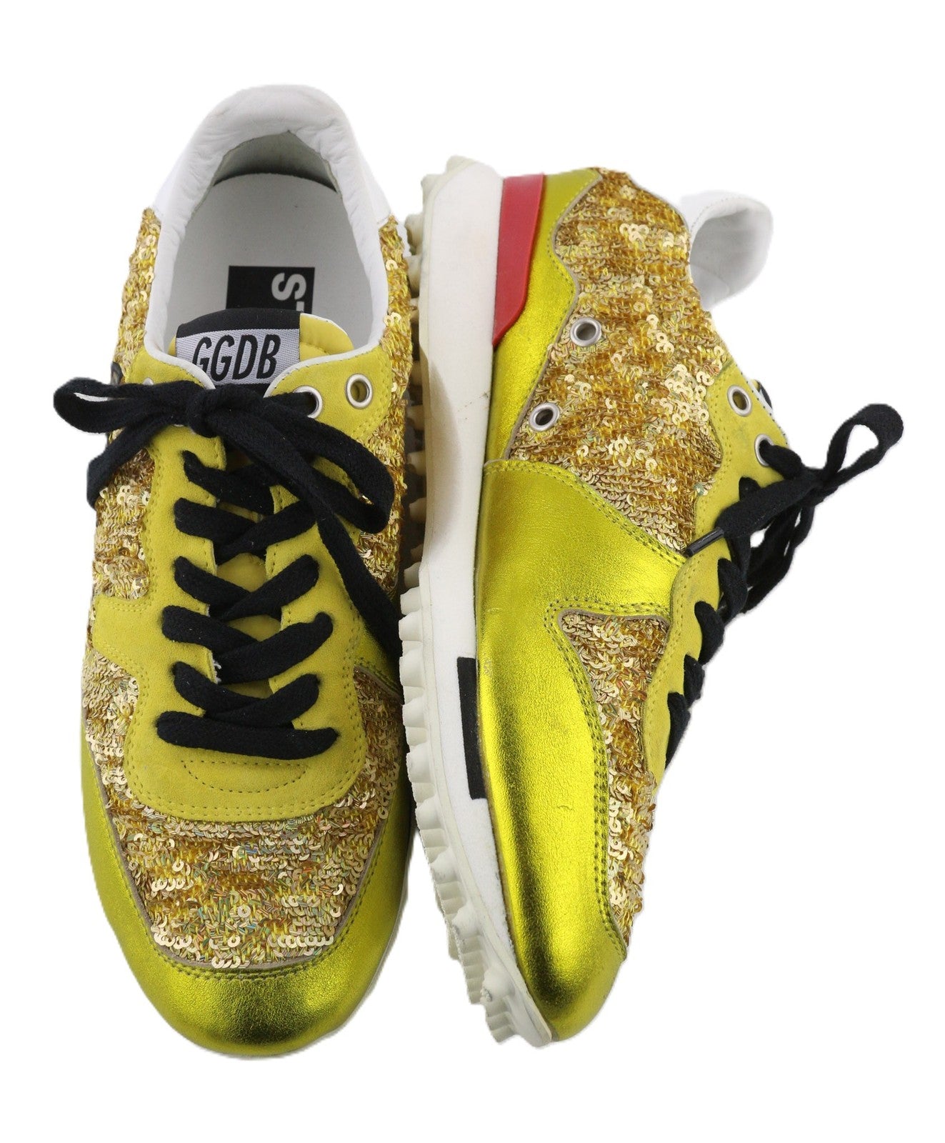 GOLDEN GOOSE Starland Women Trainers EU39 Gold Leather Sequin Low-Top Style