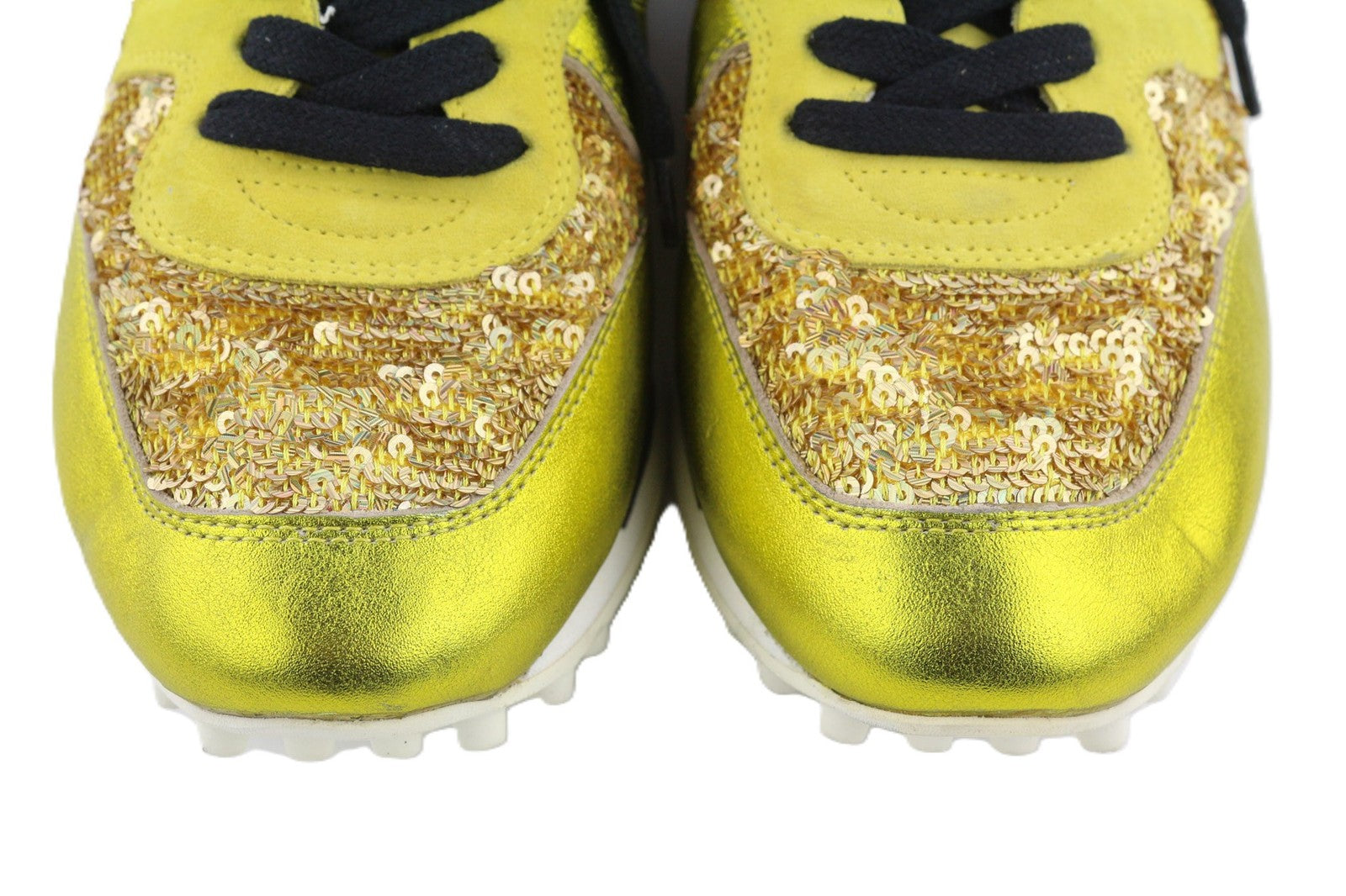 GOLDEN GOOSE Starland Women Trainers EU39 Gold Leather Sequin Low-Top Style