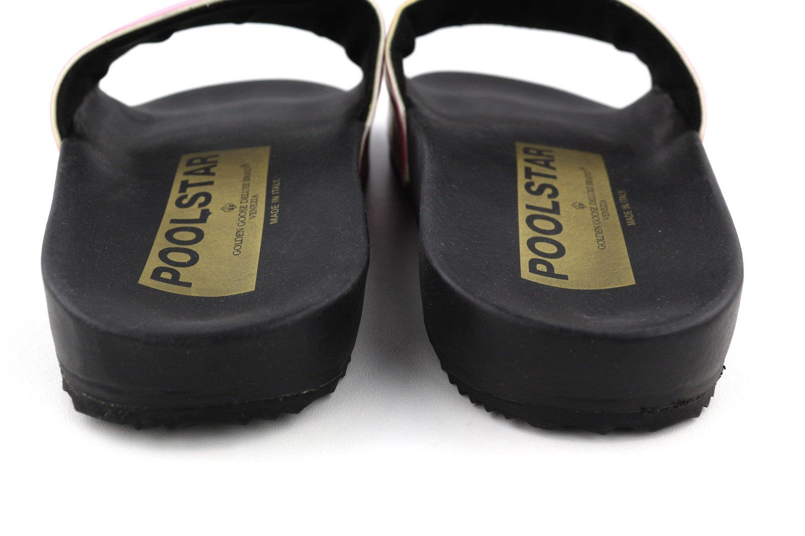 GOLDEN GOOSE Poolstar Women Slippers EU39 Pink Black Slip-On Summer Logo