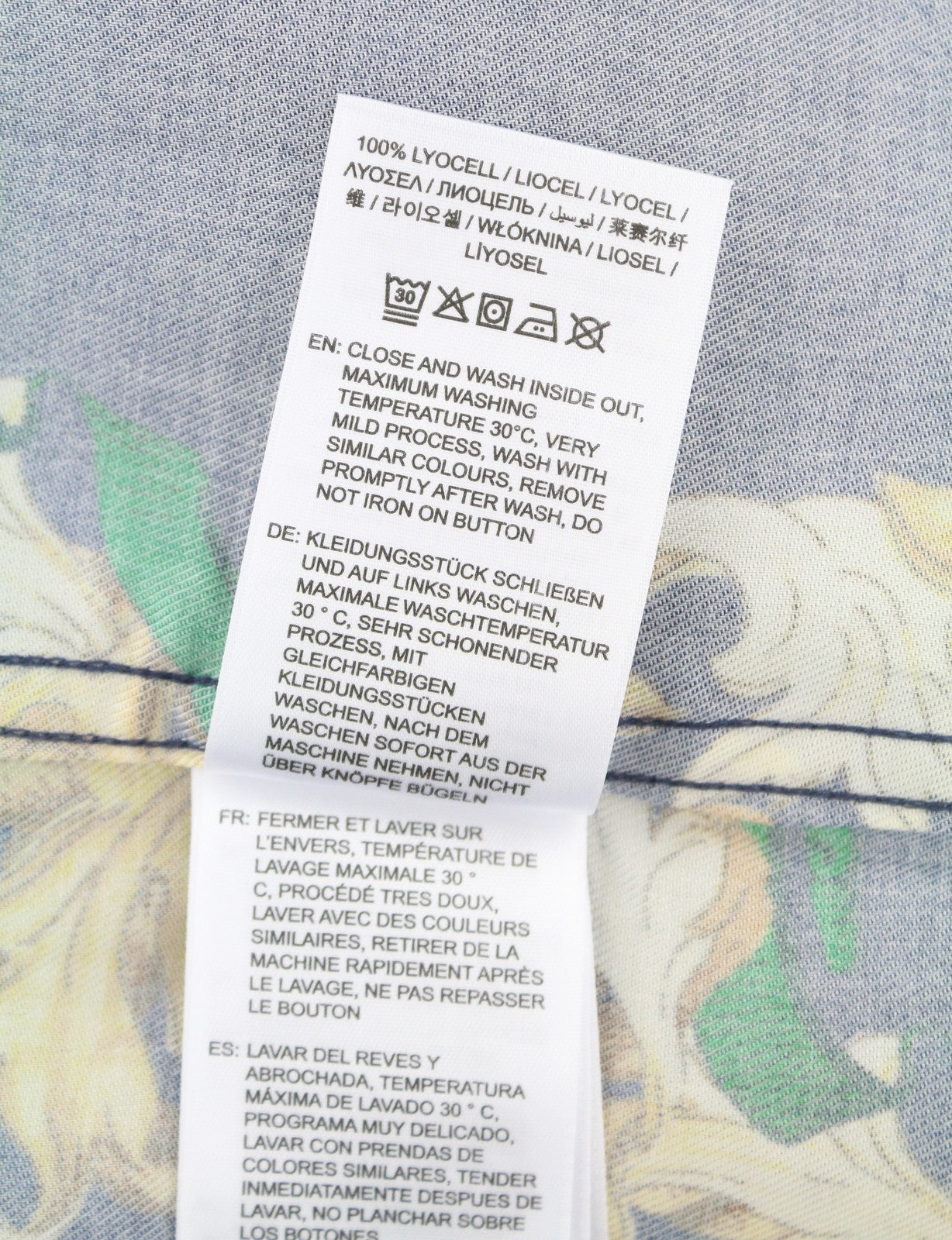 GANT Rel Chain Print Lyocell Town Men Shirt L Evening Blue Relaxed Fit Casual