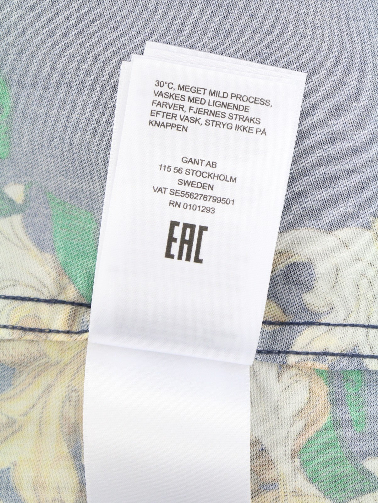 GANT Rel Chain Print Lyocell Town Men Shirt L Evening Blue Relaxed Fit Casual