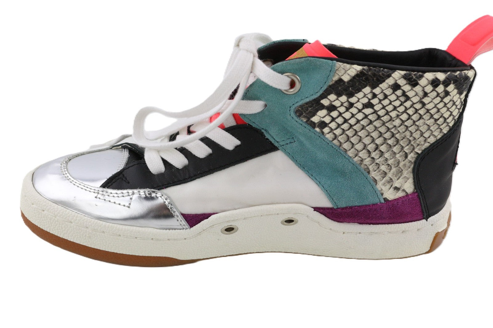 GOLDEN GOOSE Noah Women Trainers EU39 Multicolour Snake Leather High-Top Laced