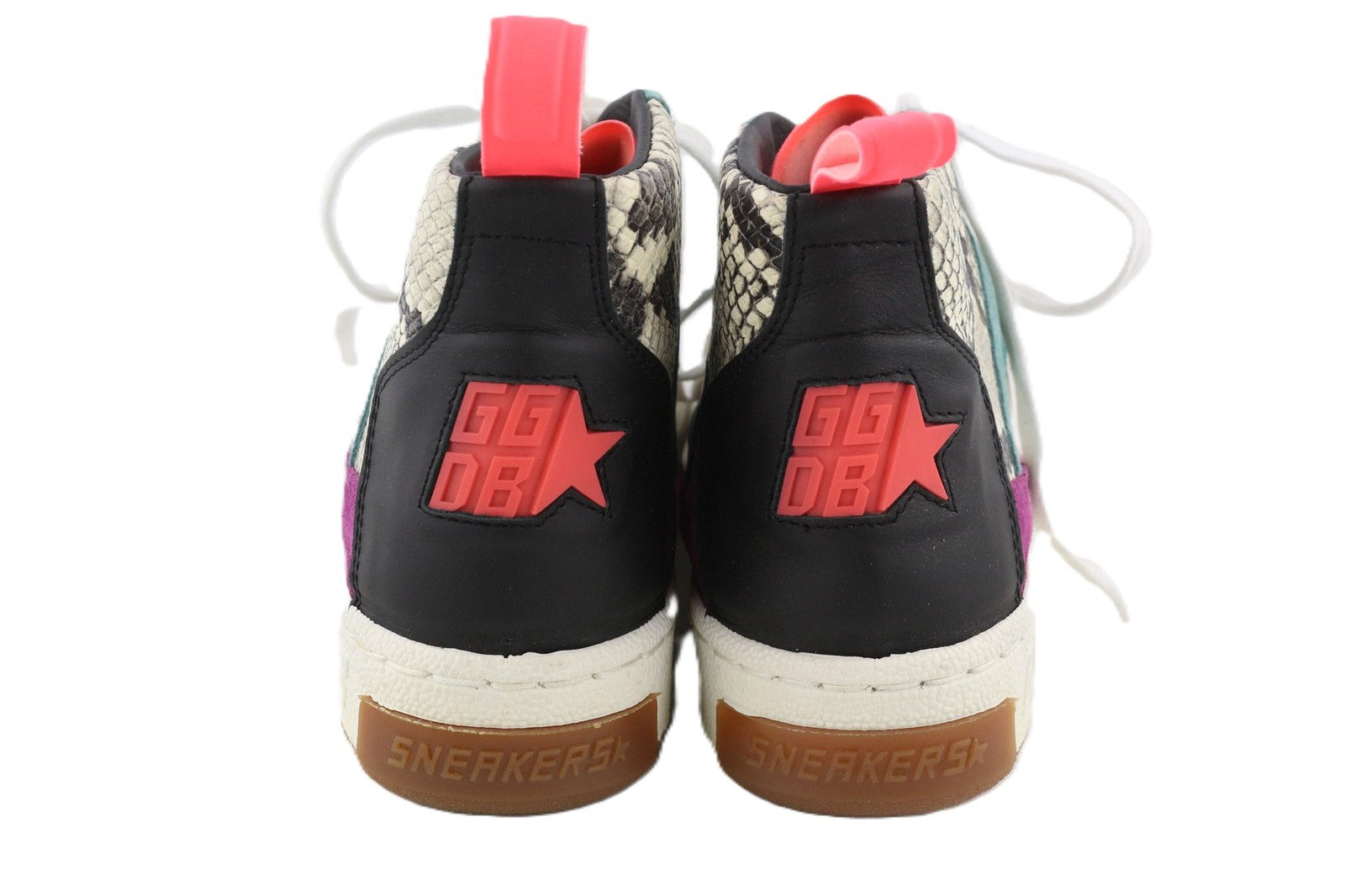 GOLDEN GOOSE Noah Women Trainers EU39 Multicolour Snake Leather High-Top Laced