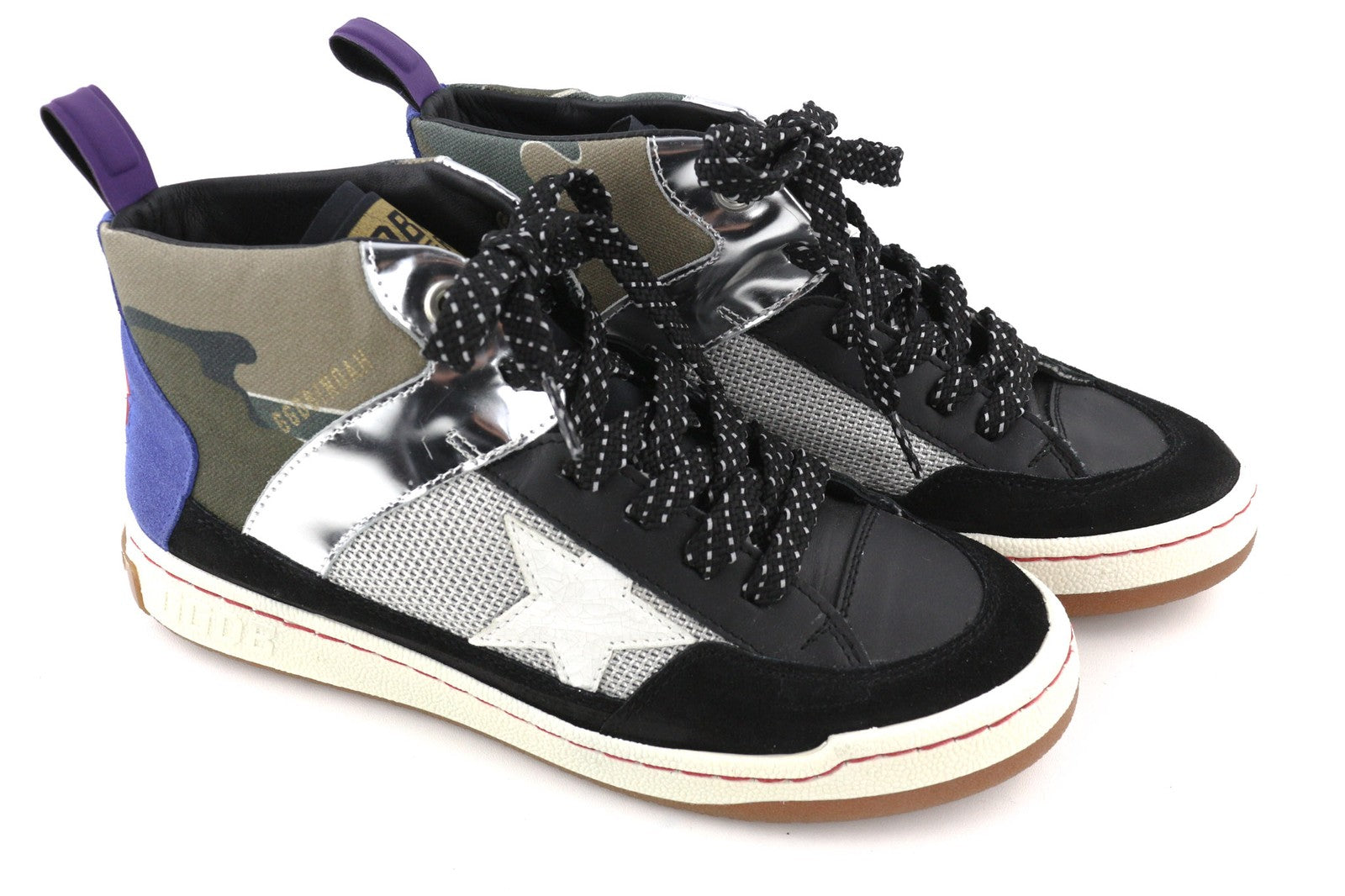 GOLDEN GOOSE Noah Women Trainers EU39 Black Grey Pattern High-Top Sneakers