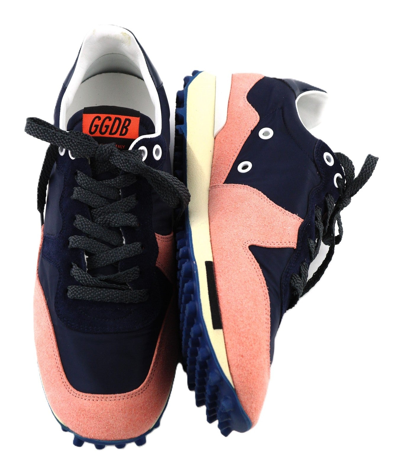 „GOLDEN GOOSE“ bėgimo bateliai moterims, 39 m., violetinės ir rožinės spalvos, odiniai, žemakulniai, su raišteliais. 