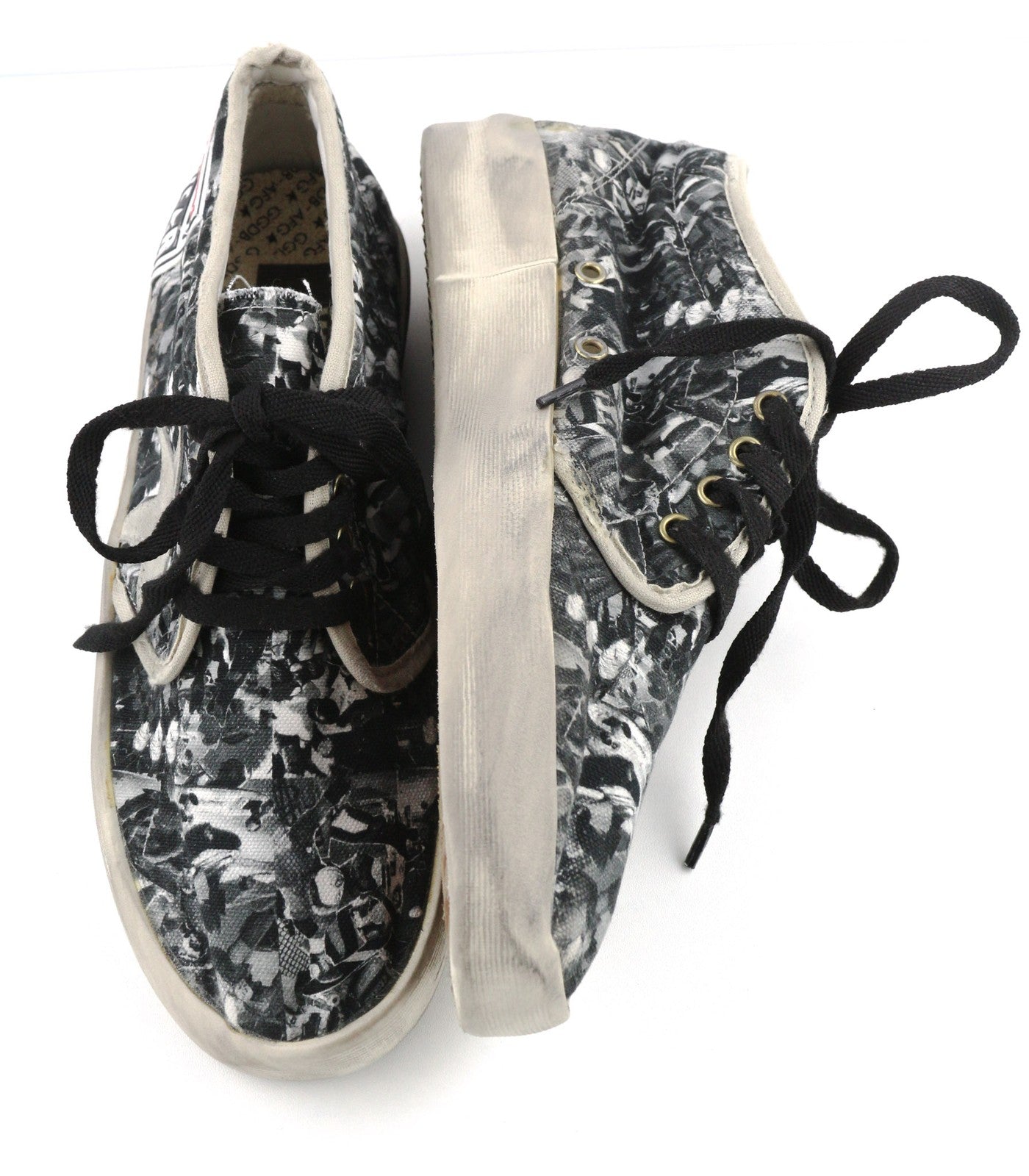 GOLDEN GOOSE Walk Men Trainers EU43 Grey Pattern Aged Casual Lace-Up