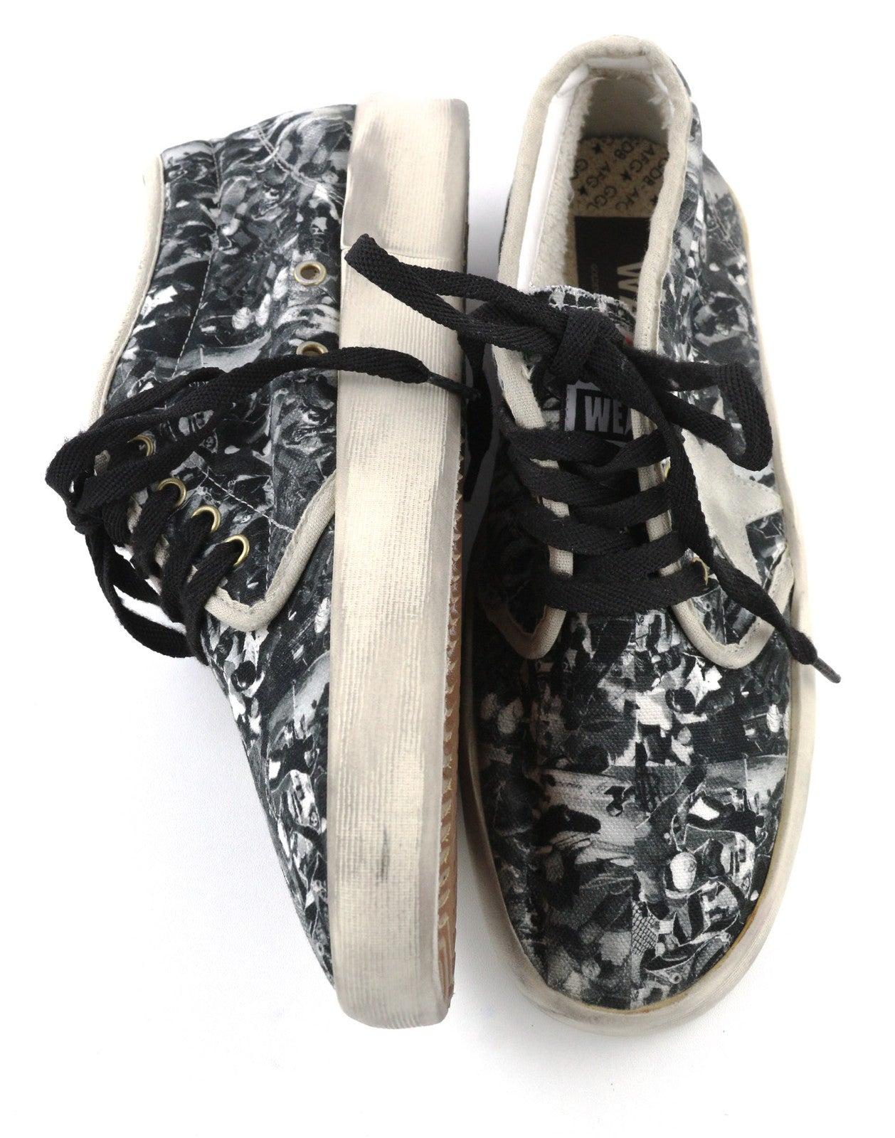 GOLDEN GOOSE Walk Men Trainers EU43 Grey Pattern Aged Casual Lace-Up