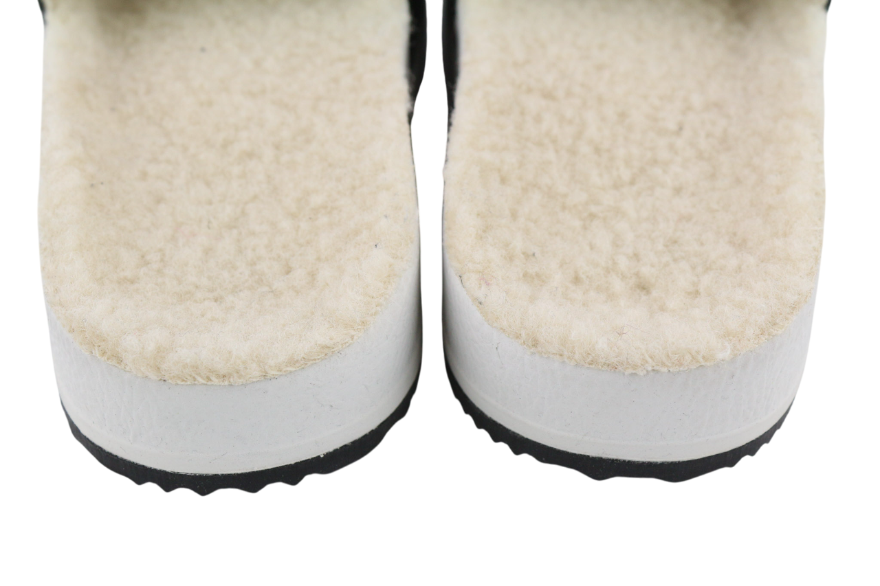 GOLDEN GOOSE Poolstar Women Slippers EU39 White Beige Faux Fur Slip-On Style