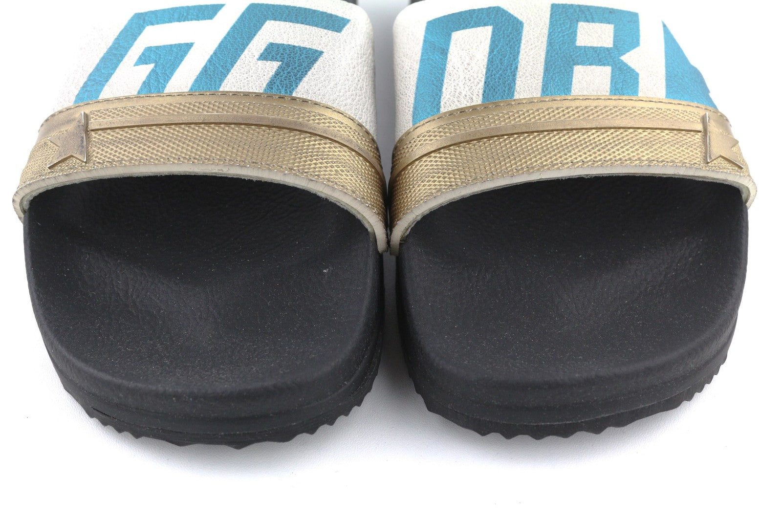 GOLDEN GOOSE Poolstar Women Slippers EU39 Black White Slip-On Leisure Style