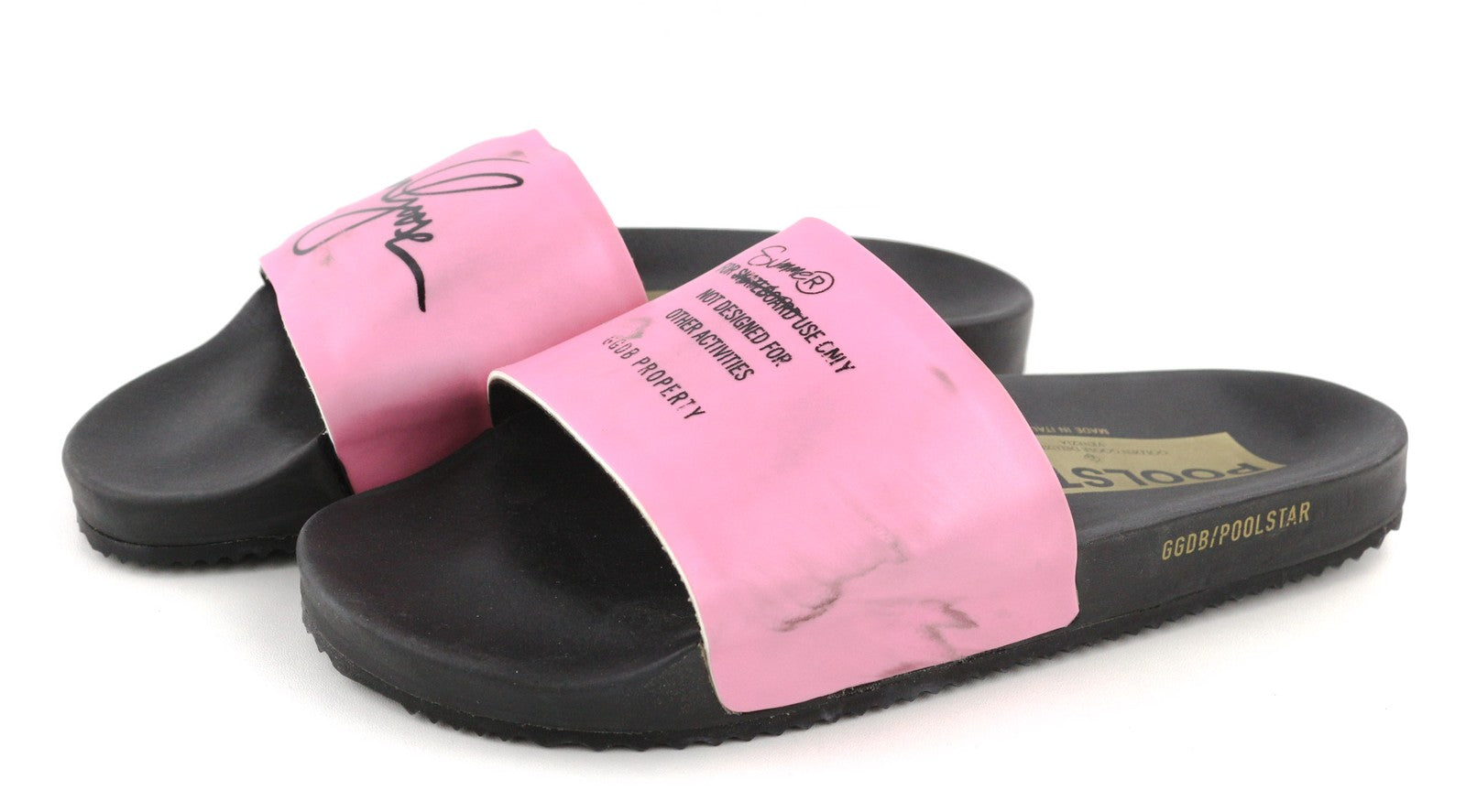 GOLDEN GOOSE Poolstar Women Slippers EU39 Pink Black Slip-On Casual Summer