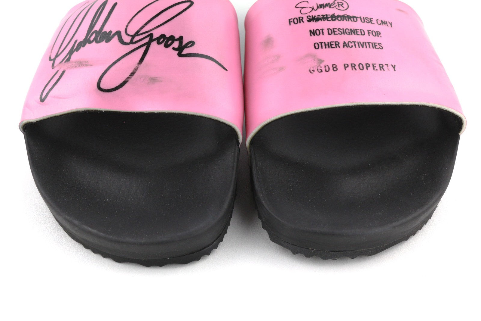 GOLDEN GOOSE Poolstar Women Slippers EU39 Pink Black Slip-On Casual Summer