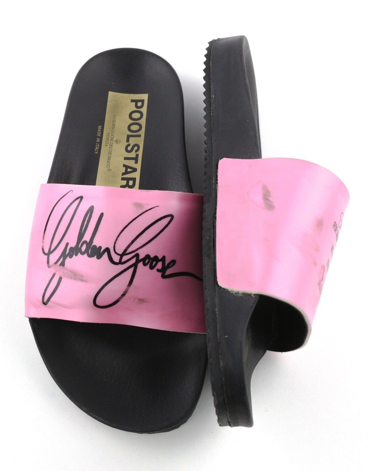 GOLDEN GOOSE Poolstar Women Slippers EU39 Pink Black Slip-On Casual Summer