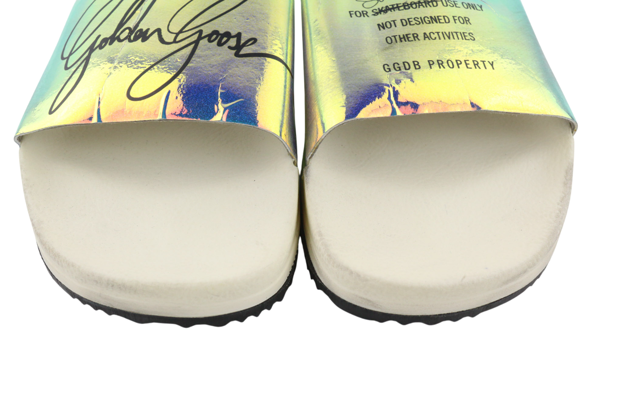 GOLDEN GOOSE Poolstar Women Slippers EU39 Shiny White Slip-On Summer Style