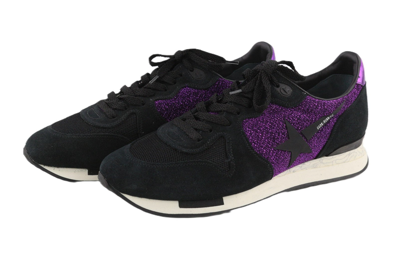 GOLDEN GOOSE Running Women Trainers EU39 Purple Black Leather Shiny Sneaker