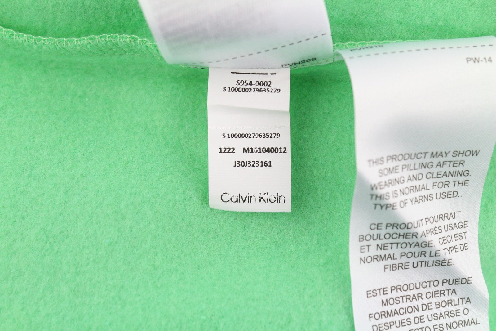 CALVIN KLEIN Men Sweatshirt L Green Crew Embroidered Logo Oversized Pullover