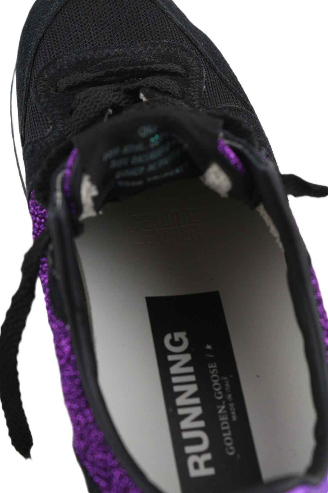 GOLDEN GOOSE Running Women Trainers EU39 Purple Black Leather Shiny Low Pair
