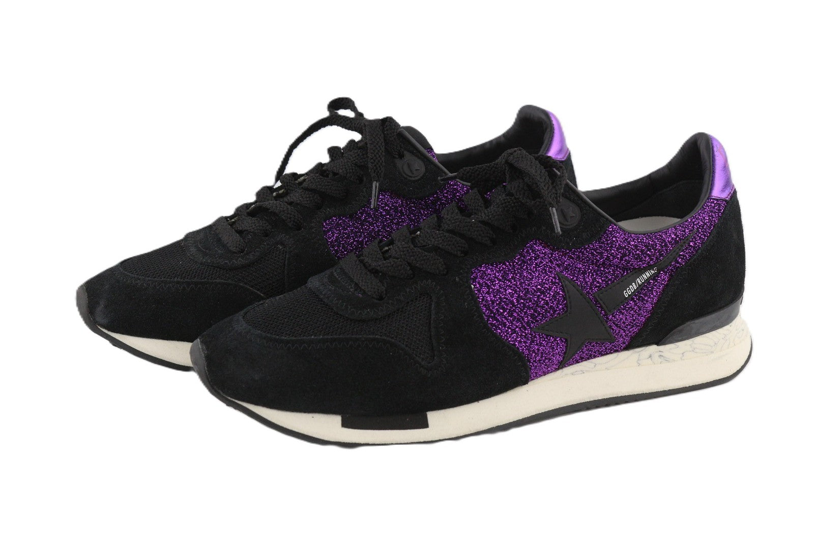 GOLDEN GOOSE Running Women Trainers EU39 Purple Black Leather Shiny Low Pair