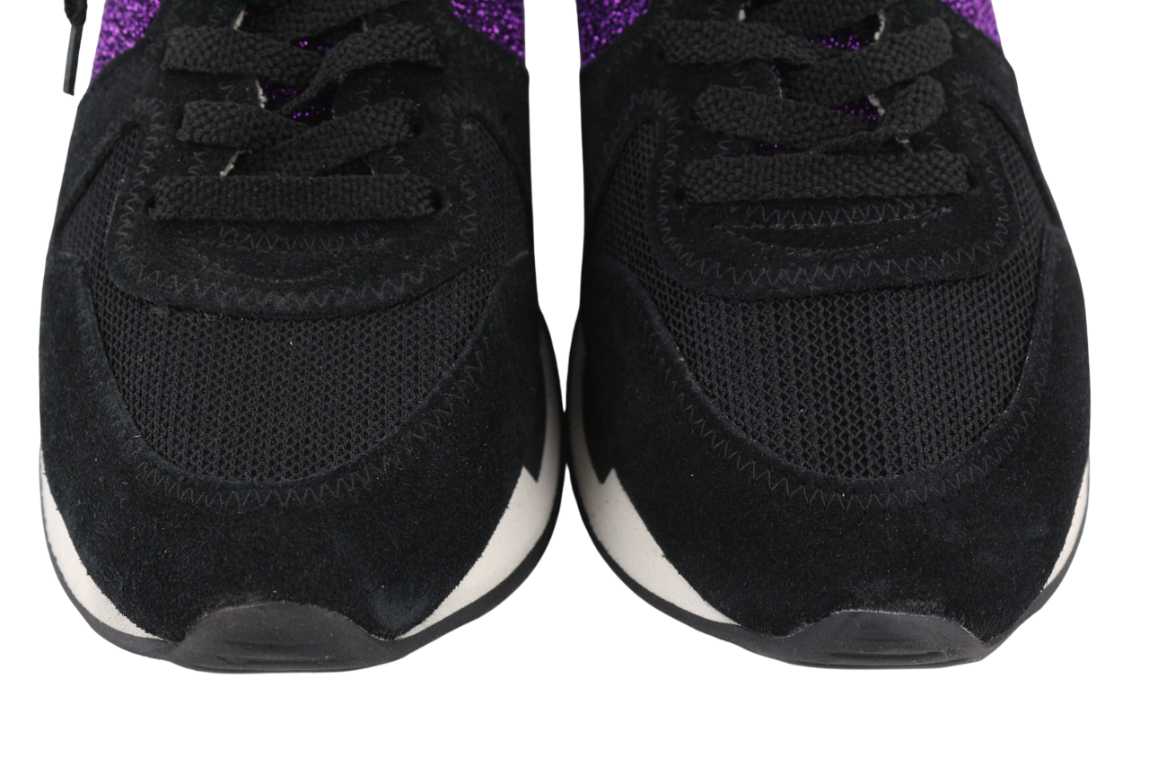 GOLDEN GOOSE Running Women Trainers EU39 Purple Black Leather Shiny Low Pair