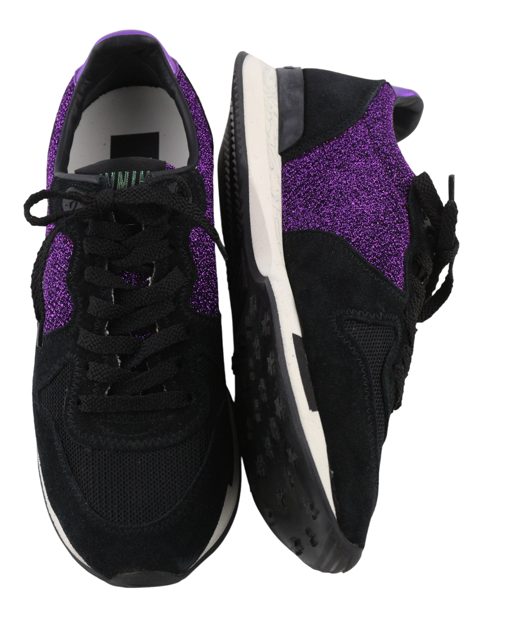 GOLDEN GOOSE Running Women Trainers EU39 Purple Black Leather Shiny Low Pair