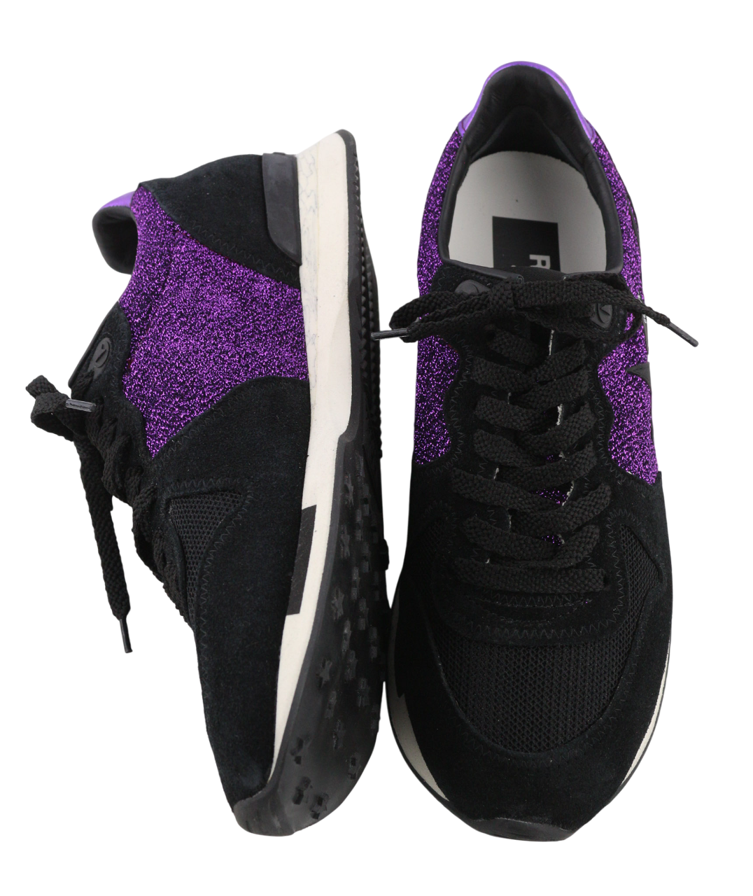 GOLDEN GOOSE Running Women Trainers EU39 Purple Black Leather Shiny Low Pair