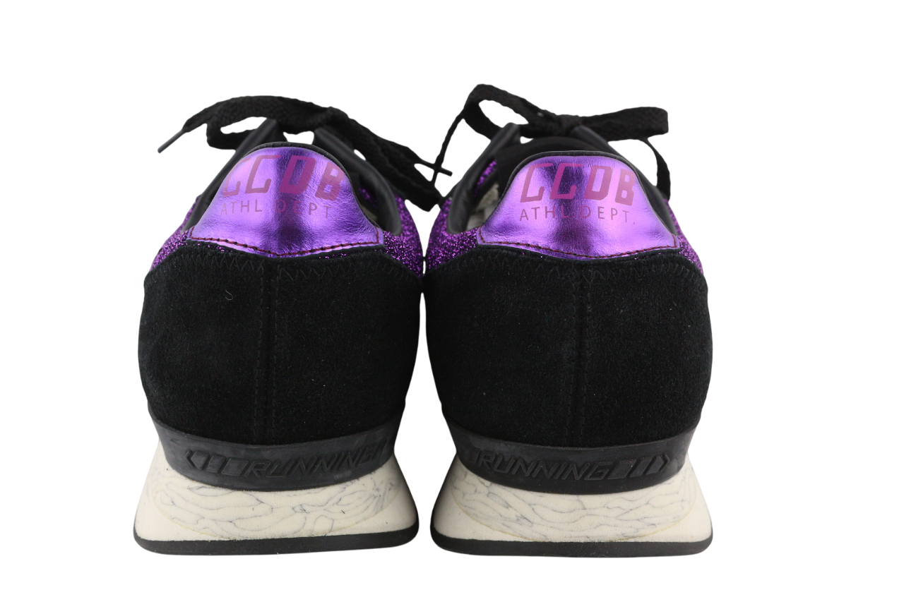 GOLDEN GOOSE Running Women Trainers EU39 Purple Black Leather Shiny Low Pair