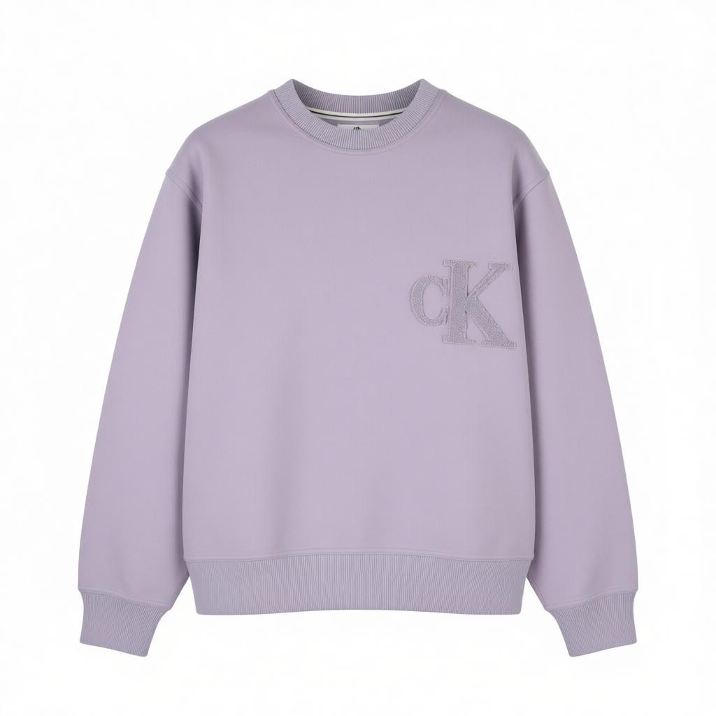 CALVIN KLEIN Men Sweatshirt M Lavender Purple Crew Neck Logo Oversized Pullover