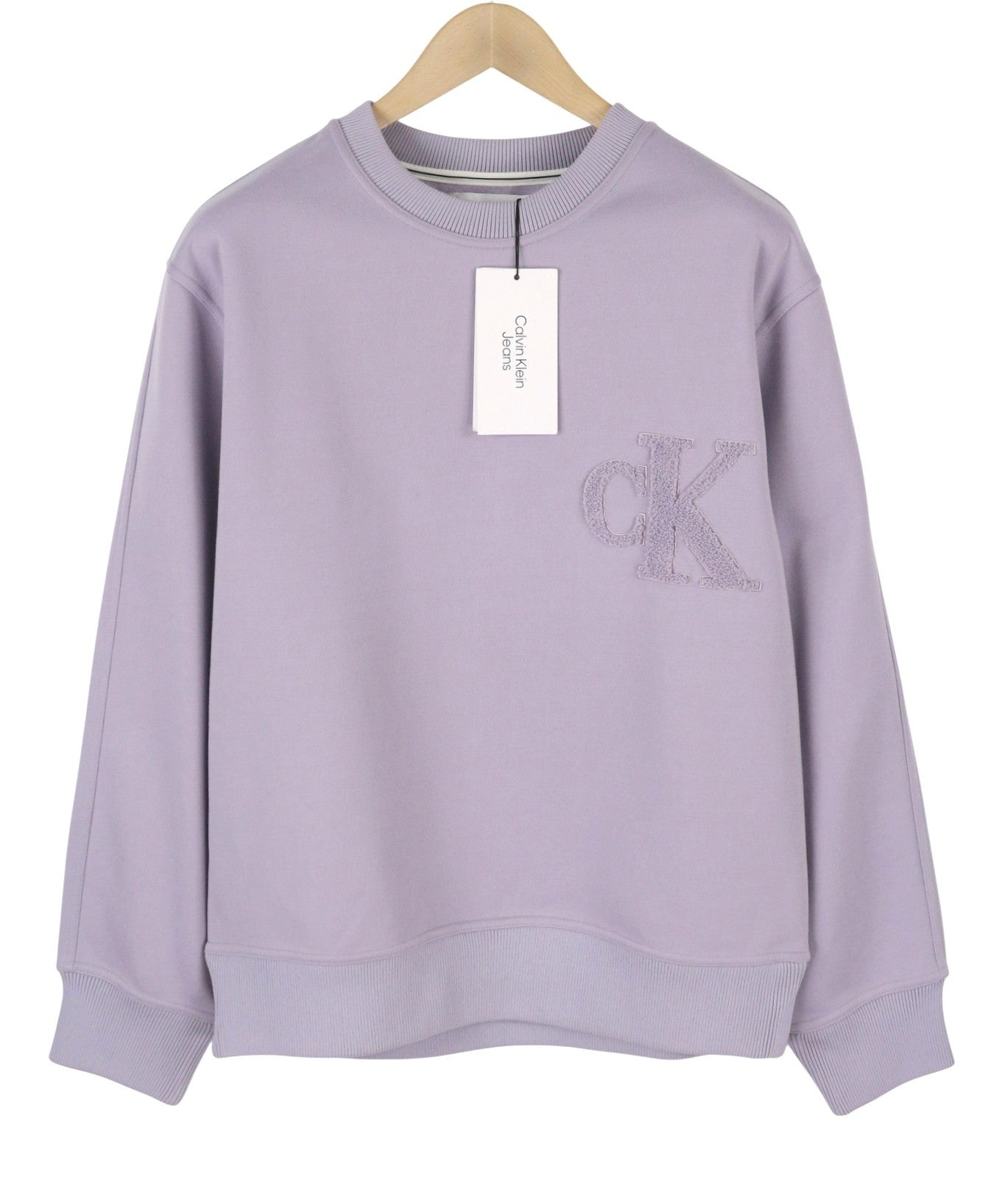 CALVIN KLEIN Men Sweatshirt M Lavender Purple Crew Neck Logo Oversized Pullover