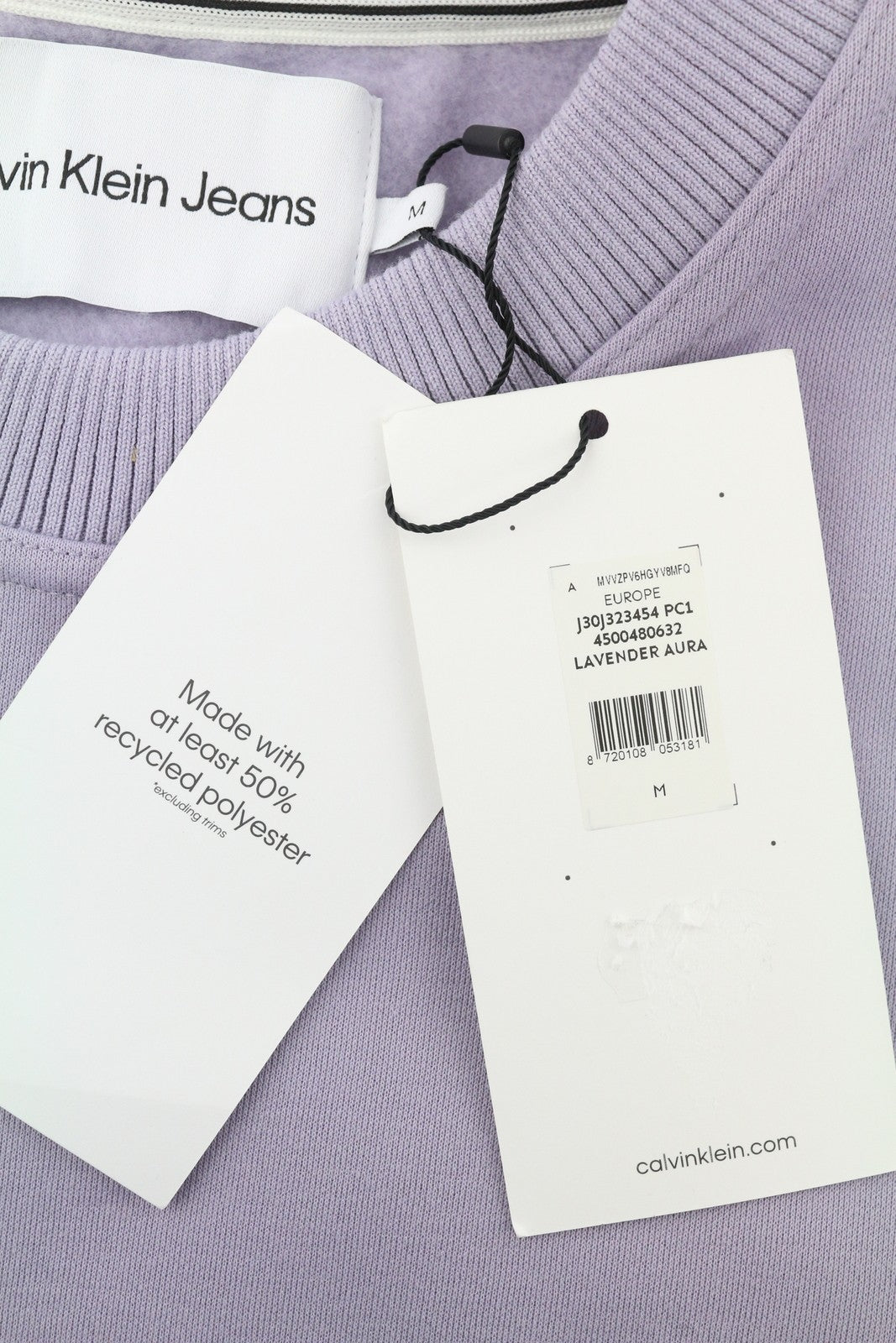 CALVIN KLEIN Men Sweatshirt M Lavender Purple Crew Neck Logo Oversized Pullover